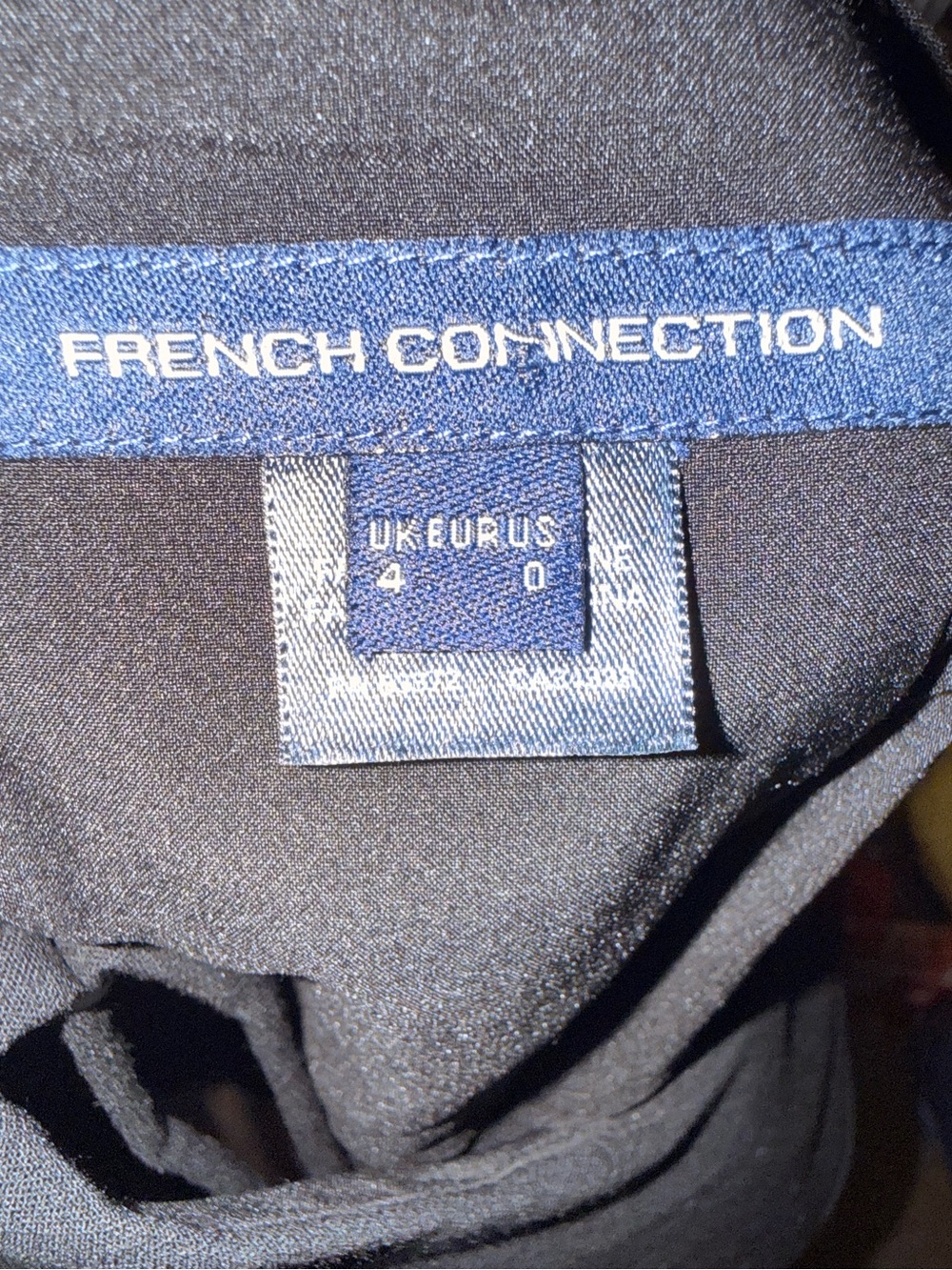 French Connection Black Dress Size 0 Spaghetti Strap Ruffle Hem Cocktail Party - Picture 8 of 9